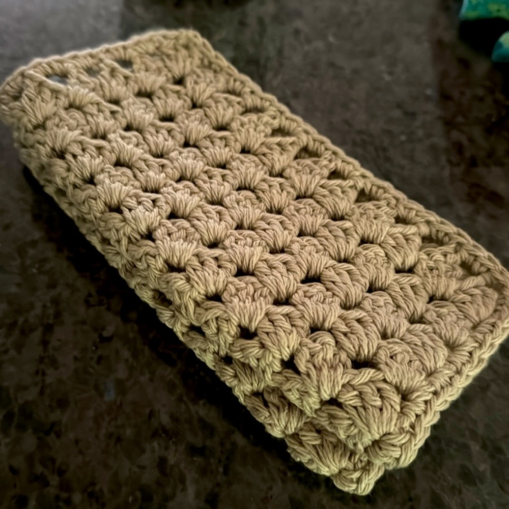 Pair Crocheted Washcloths Facecloths Dishcloths, 100% COTTON, Handmade Set of 2